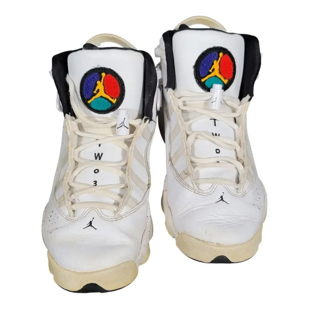 Nike Air Jordan 6 Rings Confetti White Basketball Shoes 323419-100 Boys‎ Size 7Y